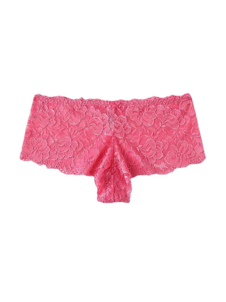 Plus Size Women Solid Color Lace Low Waist Panties