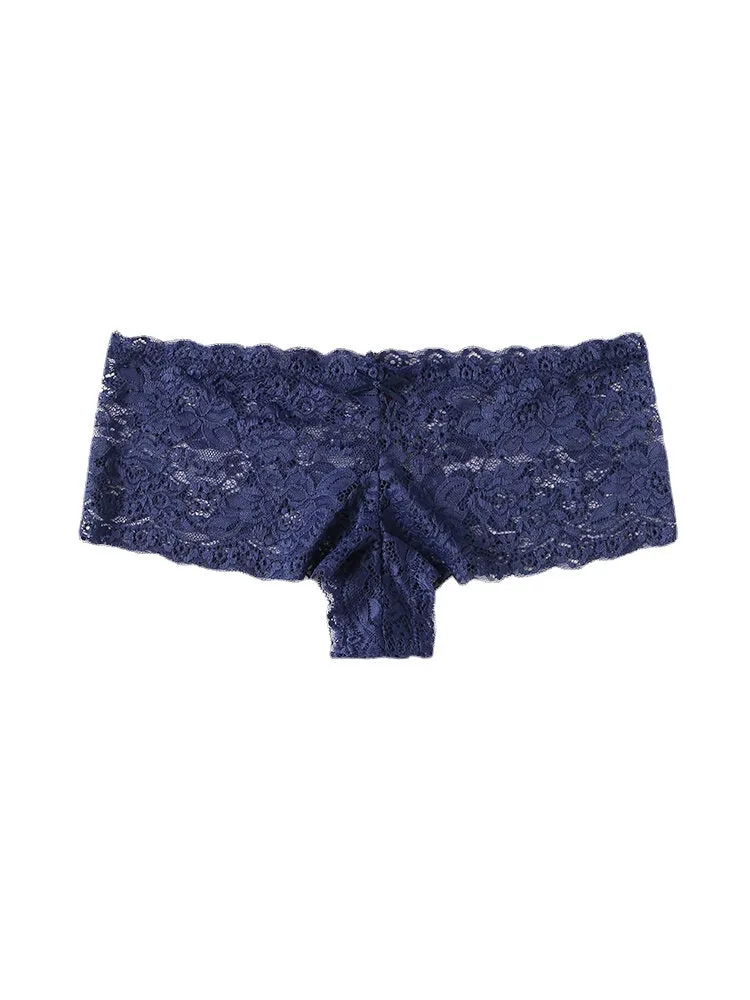 Plus Size Women Solid Color Lace Low Waist Panties