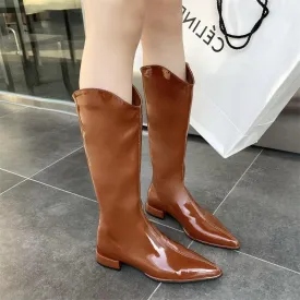 Pointed Toe Chunky Heel Knight Boots