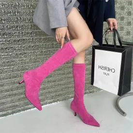 Pointed Toe Suede Thigh High Boots