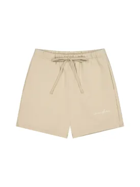 Prior Embroidery Logo Fitted Sweatshorts Sesame