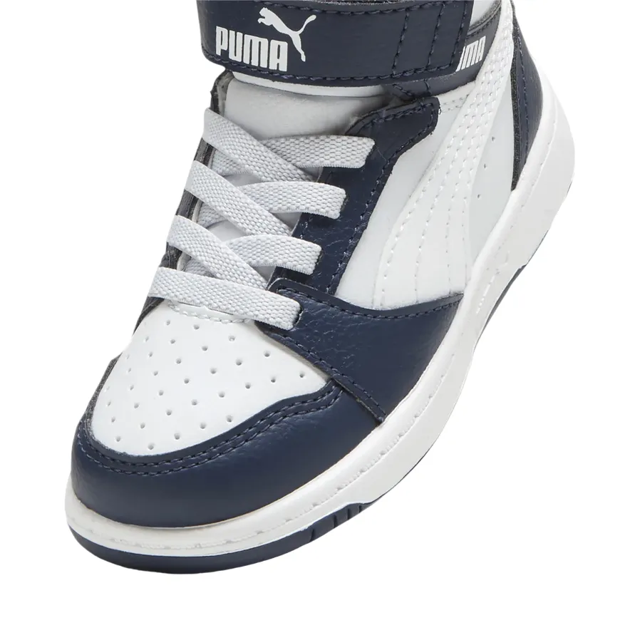 Puma scarpa alta da ragazzi con laccio e strappo Rebound V6 393832-17 blu grigio