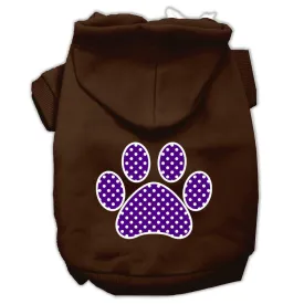 Purple Swiss Dot Paw Screen Print Pet Hoodies Brown Size XS (8)