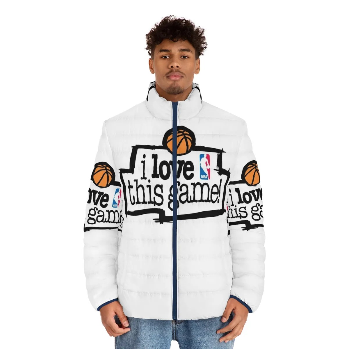 "I Love This Game" Puffer Jacket: Stylish Sports Fan Outerwear