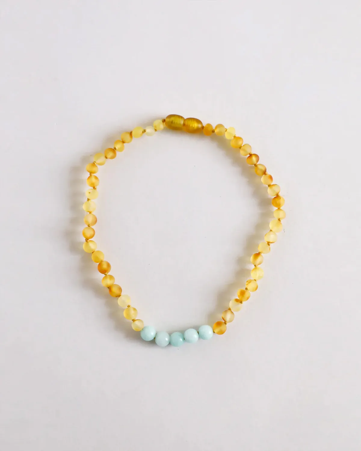 Raw Honey Baltic Amber   Amazonite || Necklace 13"