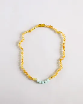 Raw Honey Baltic Amber   Amazonite || Necklace 13"