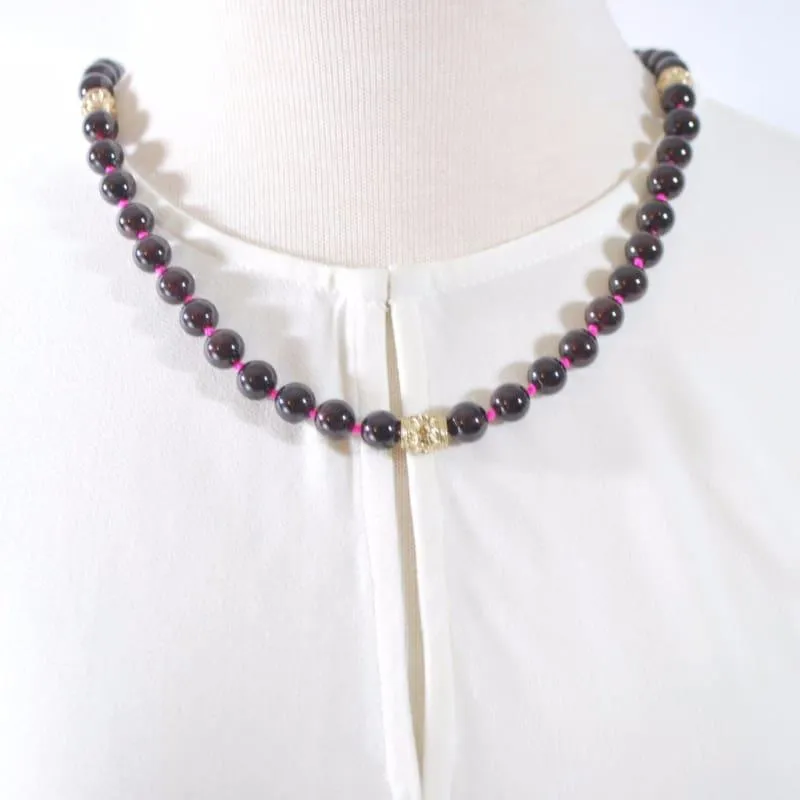 Red Garnet Gemstone With Charm Ascent Women's Necklace