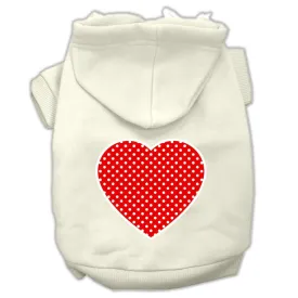 Red Swiss Dot Heart Screen Print Pet Hoodies Cream Size XXXL(20)