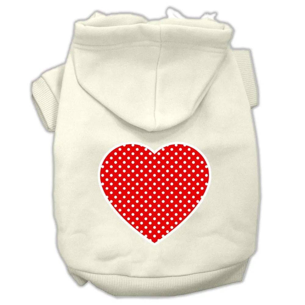 Red Swiss Dot Heart Screen Print Pet Hoodies Cream Size XXXL(20)