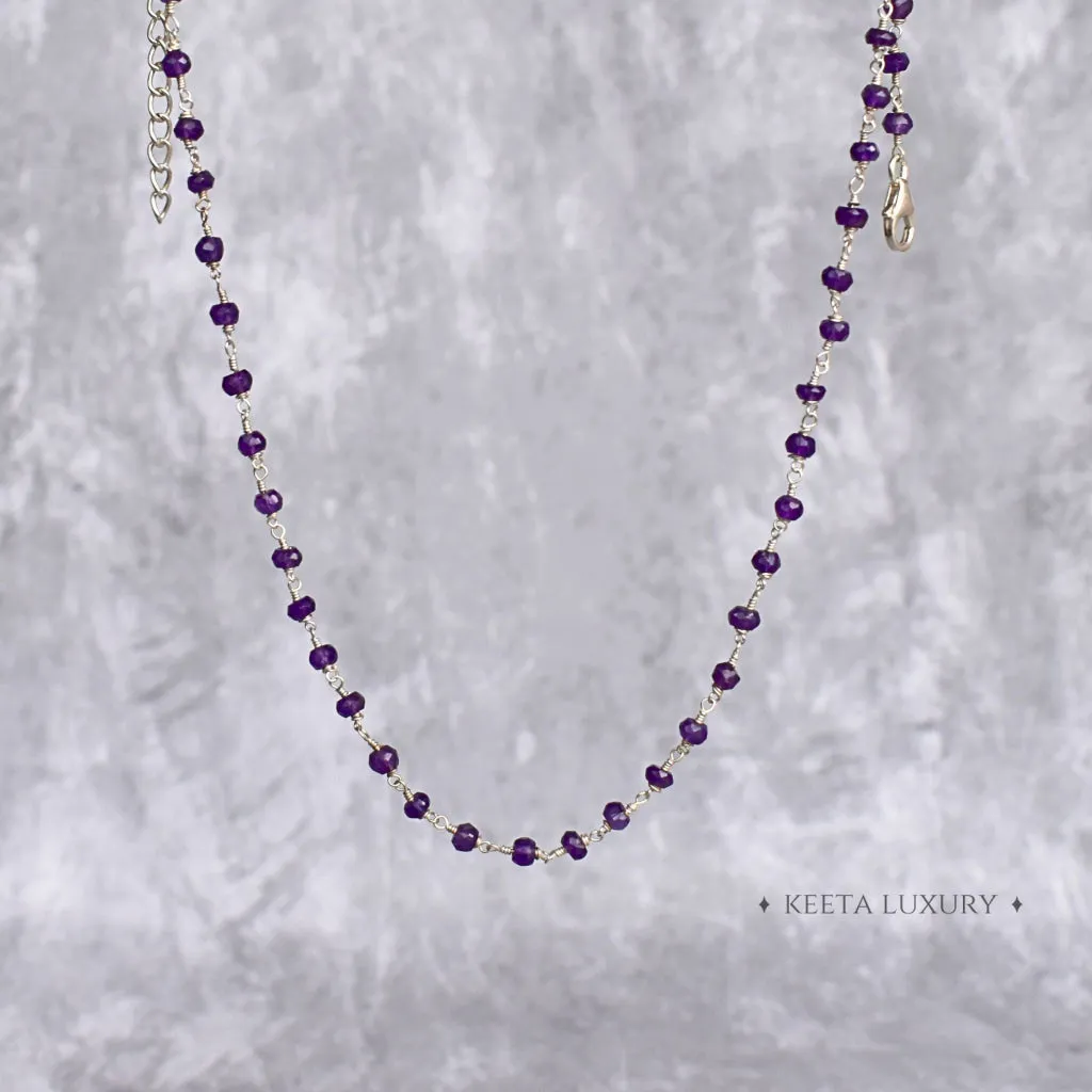 Rosary Charm - Amethyst Necklace