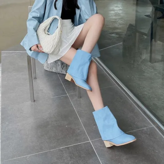 Ruffled Sleeve Linen Boots