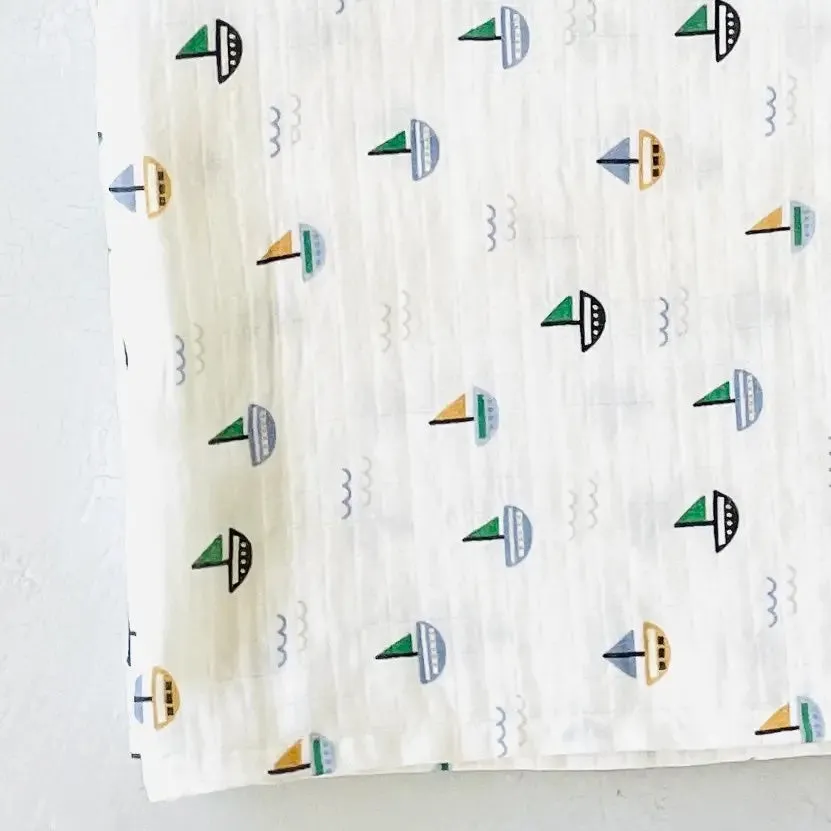 Sailboat Baby Swaddle Blanket (Organic Cotton)