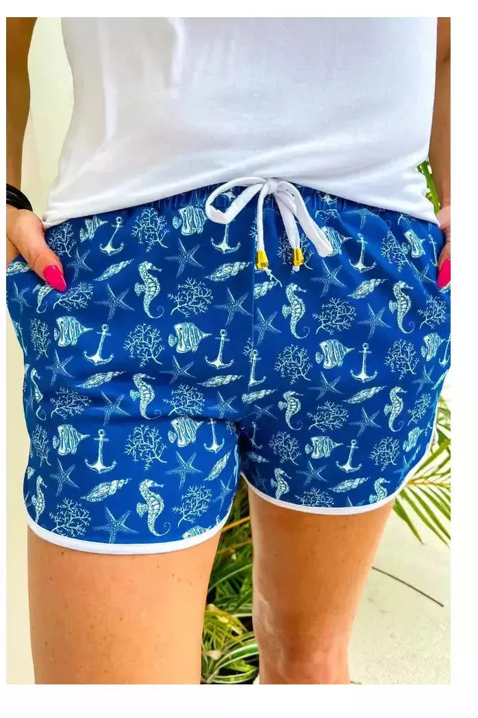 Sailing Away Drawstring Everyday Shorts