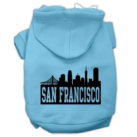 San Francisco Skyline Screen Print Pet Hoodies Baby Blue Size Xs (8)