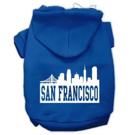 San Francisco Skyline Screen Print Pet Hoodies Blue Size Sm (10)