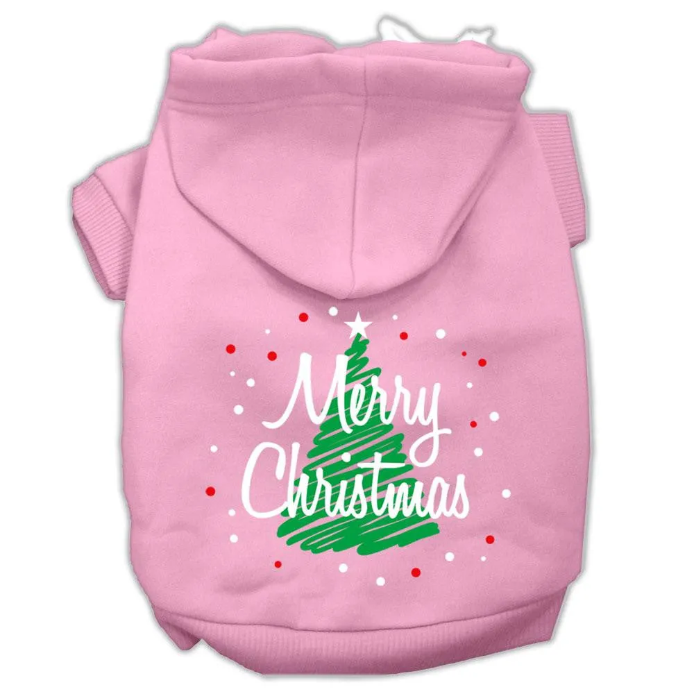 Scribbled Merry Christmas Screenprint Pet Hoodies Light Pink Size Xs (8)