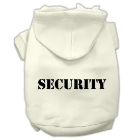 Security Screen Print Pet Hoodies Cream Size W- Black Size Text Lg (14)