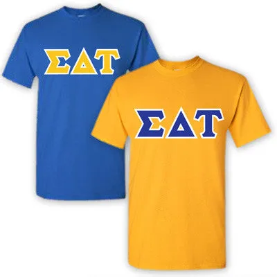 Sigma Delta Tau Lettered T-Shirt, 2-Pack Bundle Deal - G500 (2) - TWILL