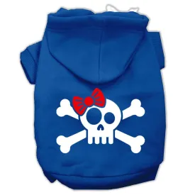 Skull Crossbone Bow Screen Print Pet Hoodies Blue Size Lg (14)