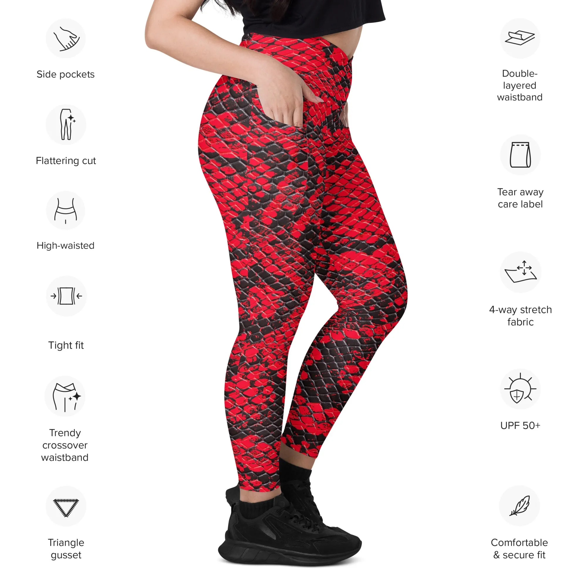 Snakeskin Printed Leggings for Women, lioness-love