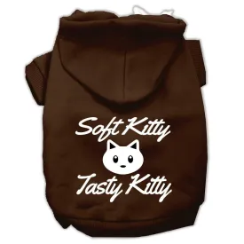 Softy Kitty, Tasty Kitty Screen Print Dog Pet Hoodies Brown Size Sm (10)