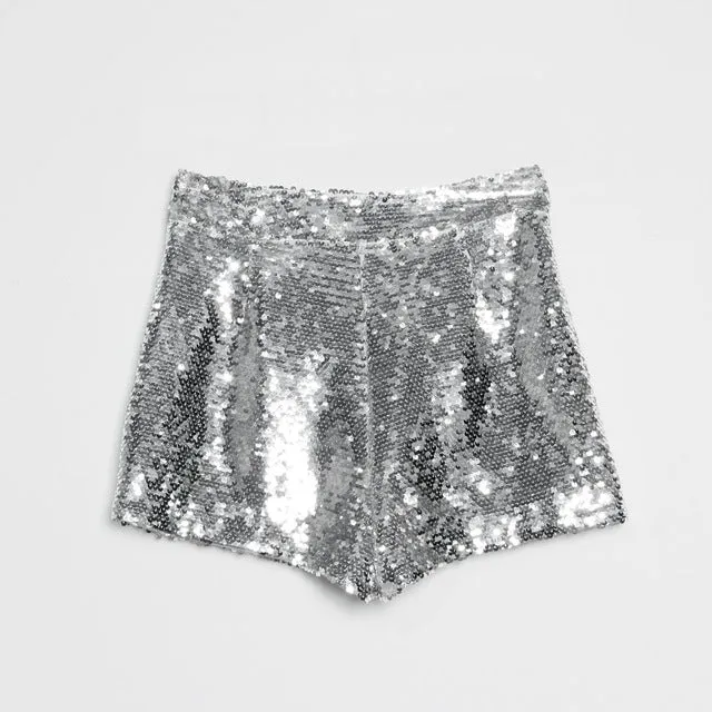 Sparkly Sequin Zip Up Shorts