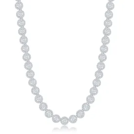 Sterling Silver 17" Cubic Zirconia Halo Tennis Necklace (98212)