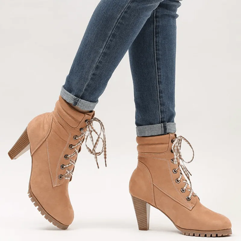 Strappy Chunky Heeled Boots