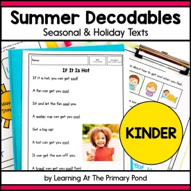 Summer Decodable Texts for Kindergarten | Passages on Summer and Summer Holidays