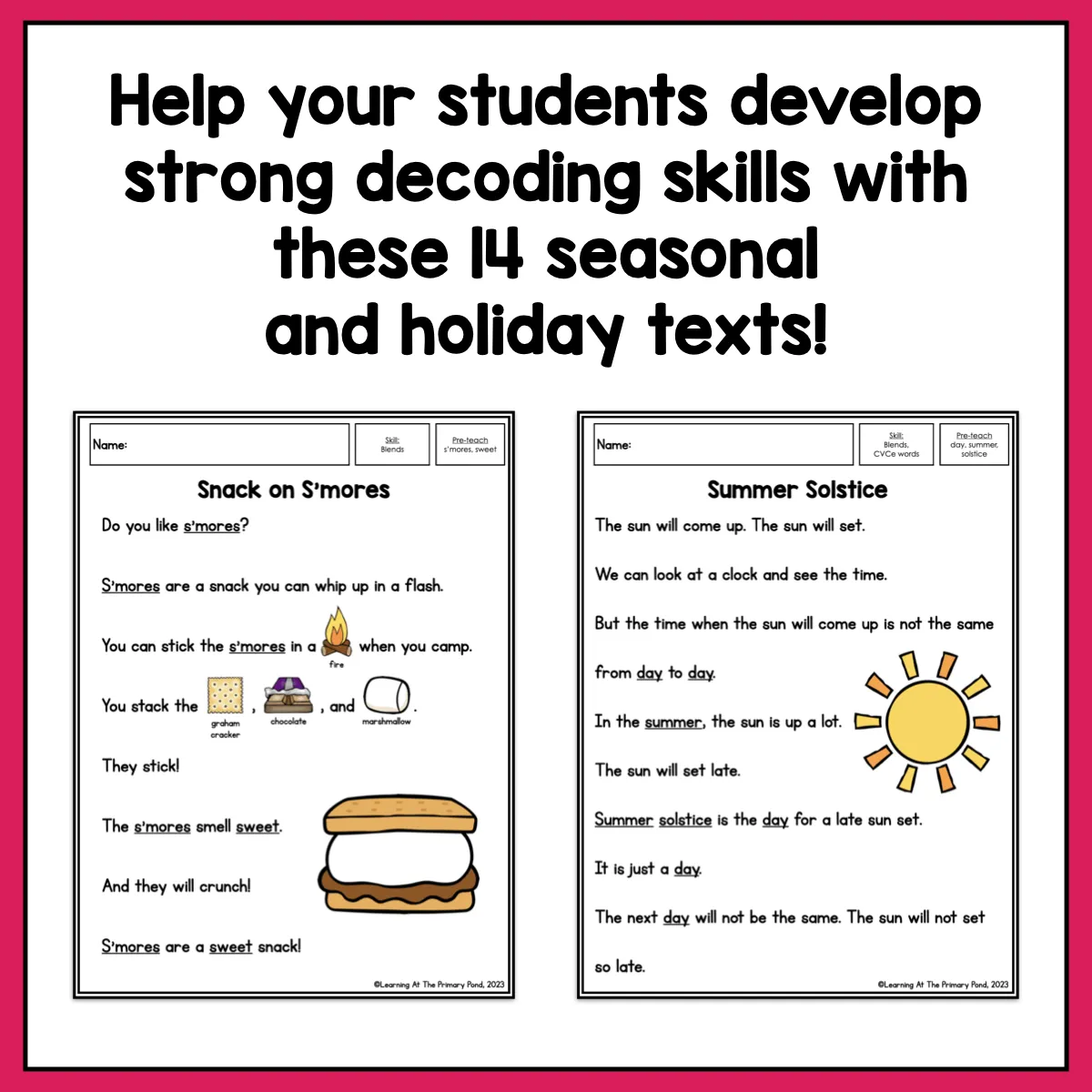 Summer Decodable Texts for Kindergarten | Passages on Summer and Summer Holidays