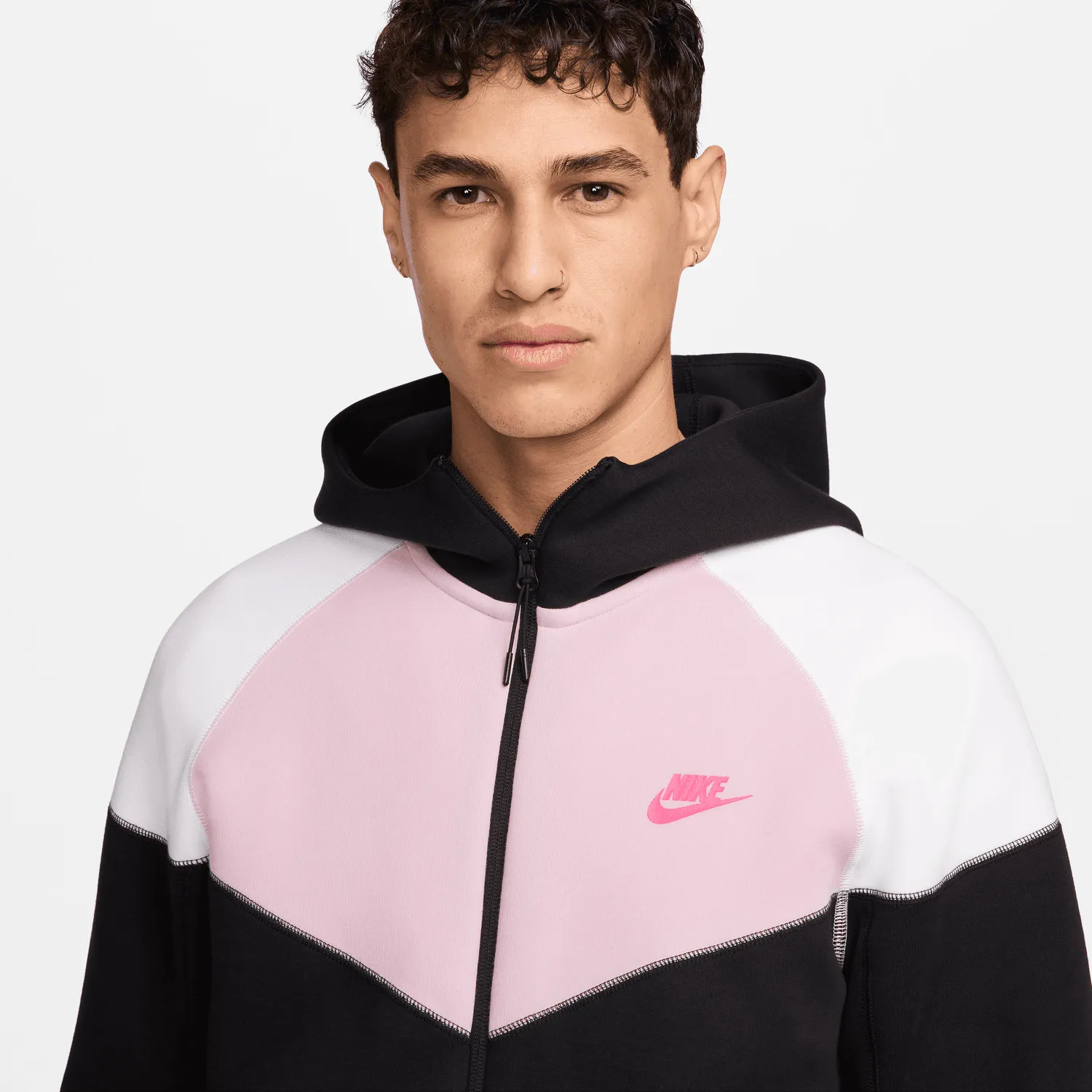 Sweat Nike Tech Fleece Windrunner - Rose/Noir/Blanc