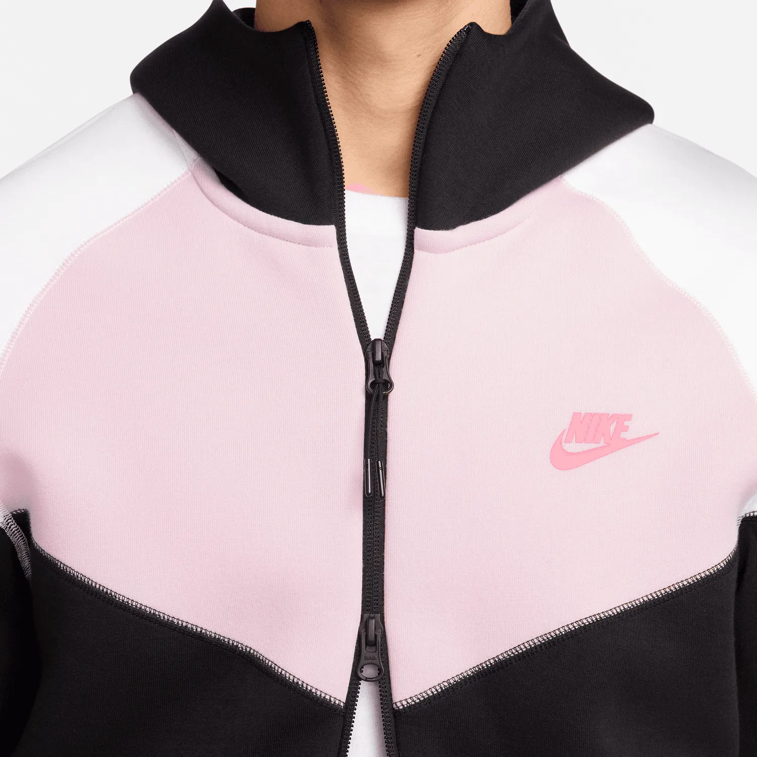 Sweat Nike Tech Fleece Windrunner - Rose/Noir/Blanc