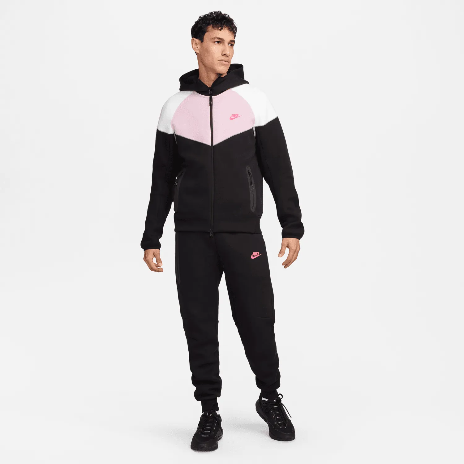 Sweat Nike Tech Fleece Windrunner - Rose/Noir/Blanc