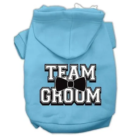 Team Groom Screen Print Pet Hoodies Baby Blue Size Med (12)