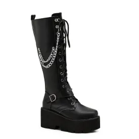 Thick-soled Chunky Chain Padded Boots