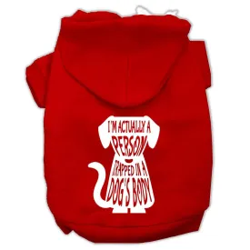 Trapped Screen Print Pet Hoodies Red Size Sm (10)