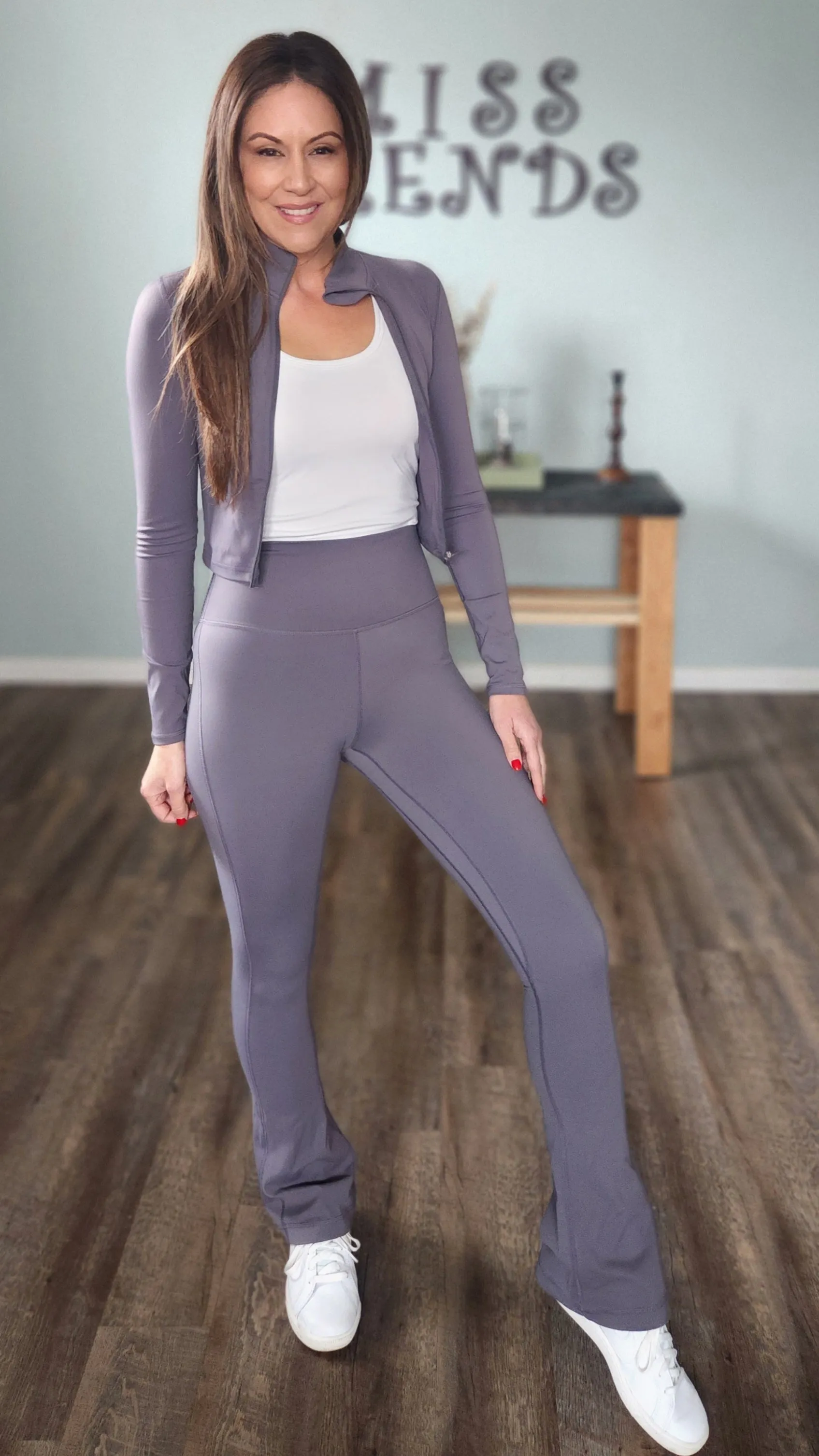 Unparalleled Grey Flare Leggings-Charcoal