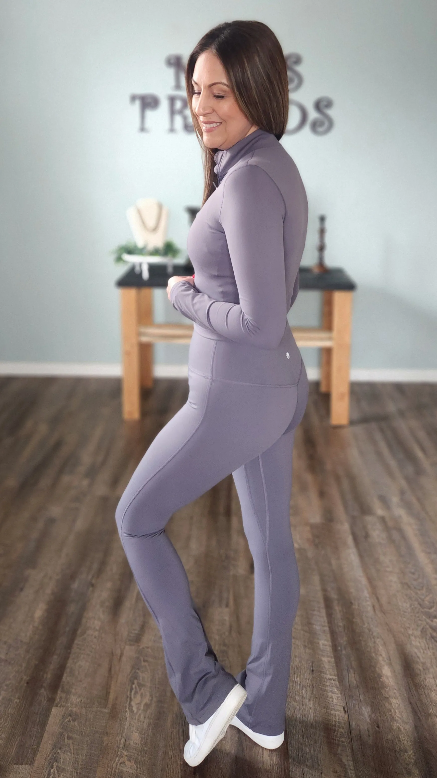 Unparalleled Grey Flare Leggings-Charcoal