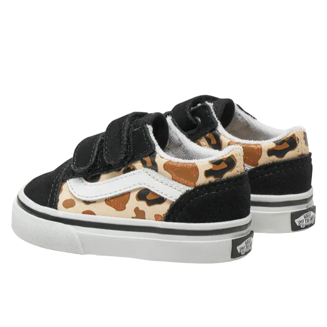 Vans scarpa sneakers da bambina Old Skool V leopardata glitter VN0009RCYS81 nero-marrone