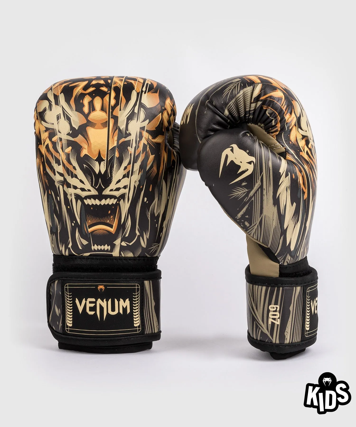 Venum Tiger Kids Boxing Gloves - Black/Neon Orange