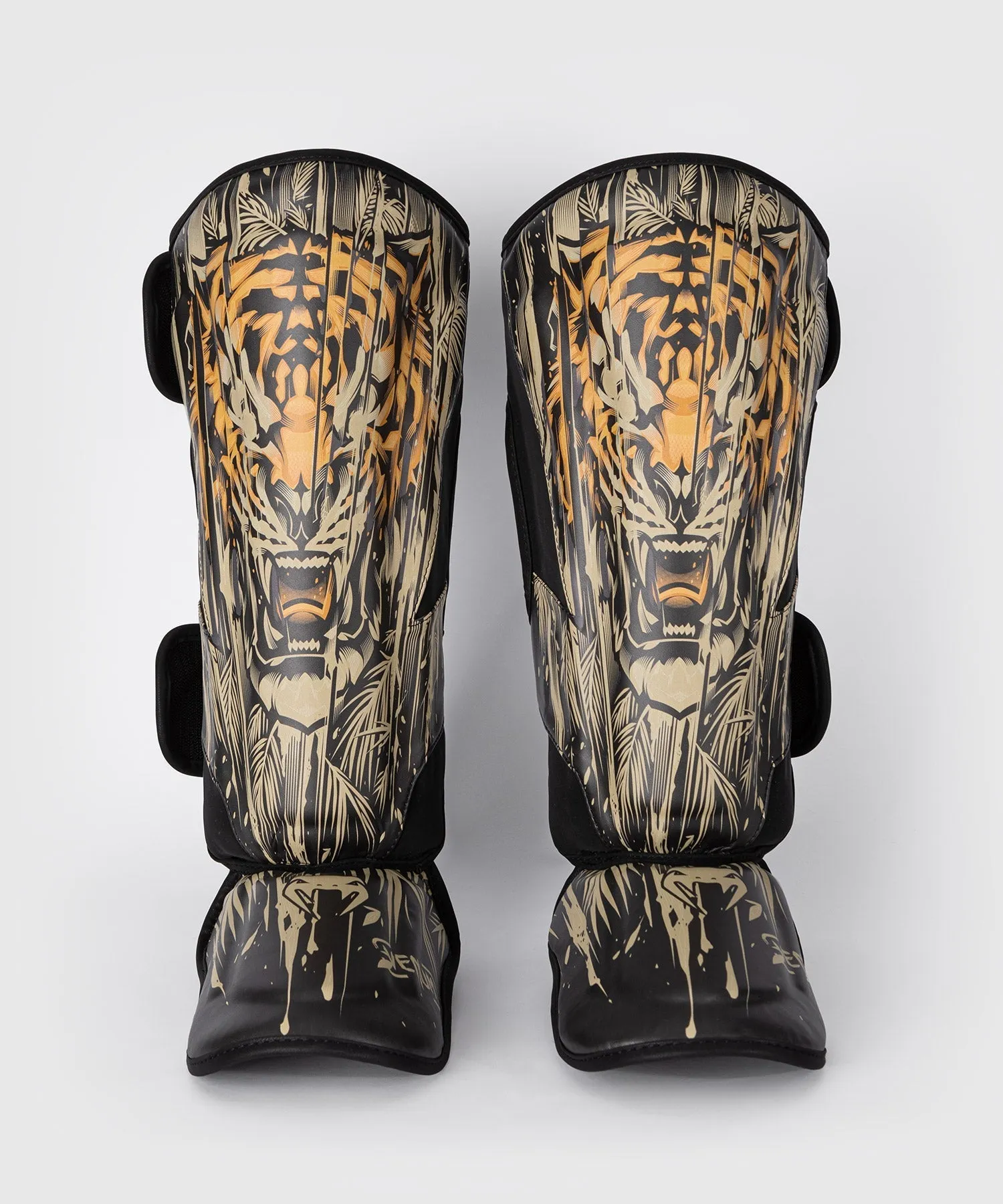 Venum Tiger Shin Guards - Black/Neon Orange