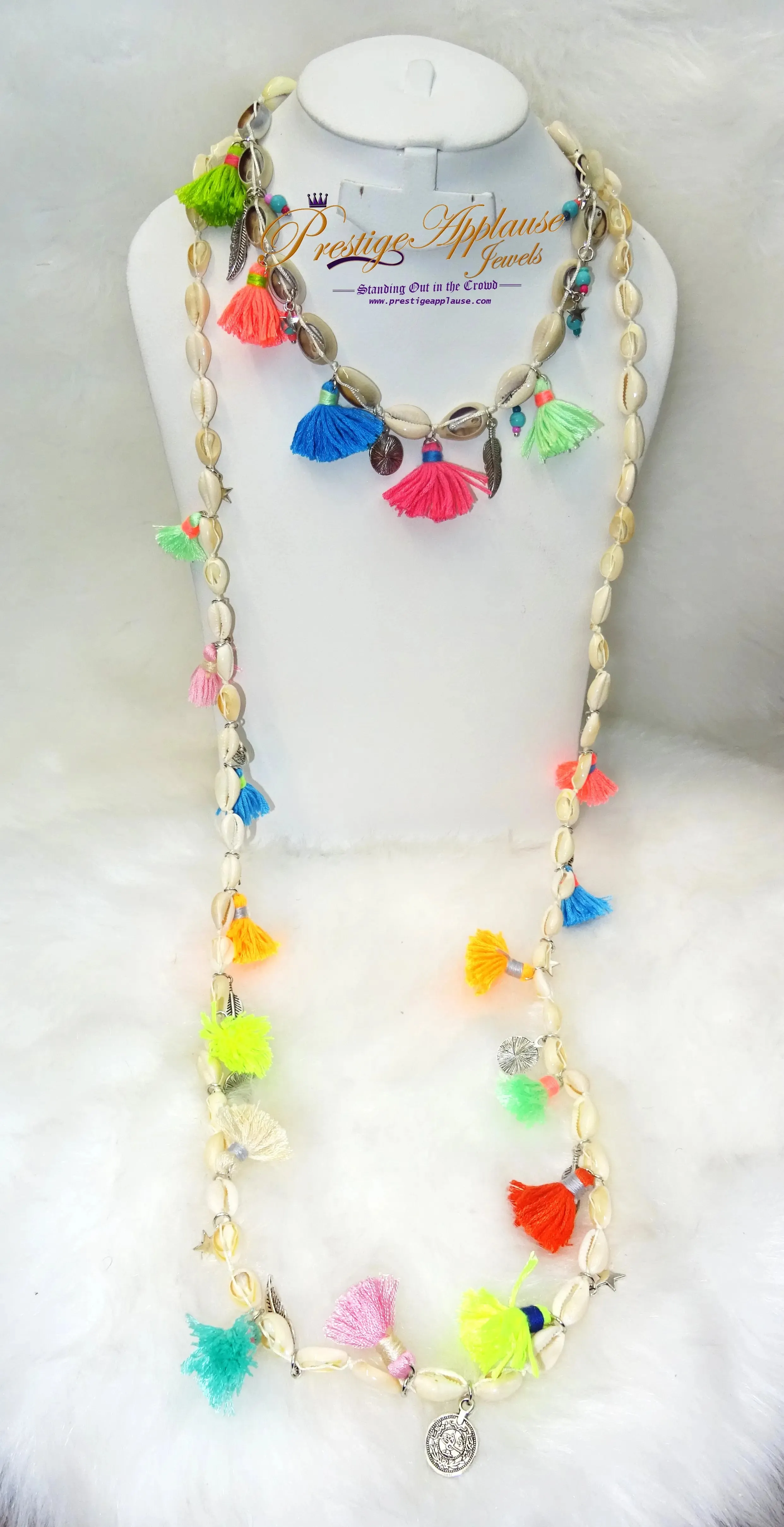 Vibrant Cowry Carnival Long and Short Party Carnival Necklace Jewellery - Unisex