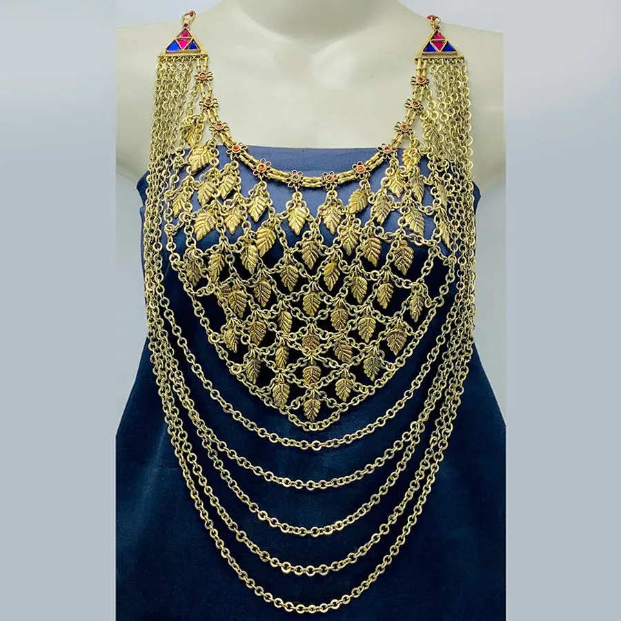 Vintage Oversized Multi Strands Bib Necklace