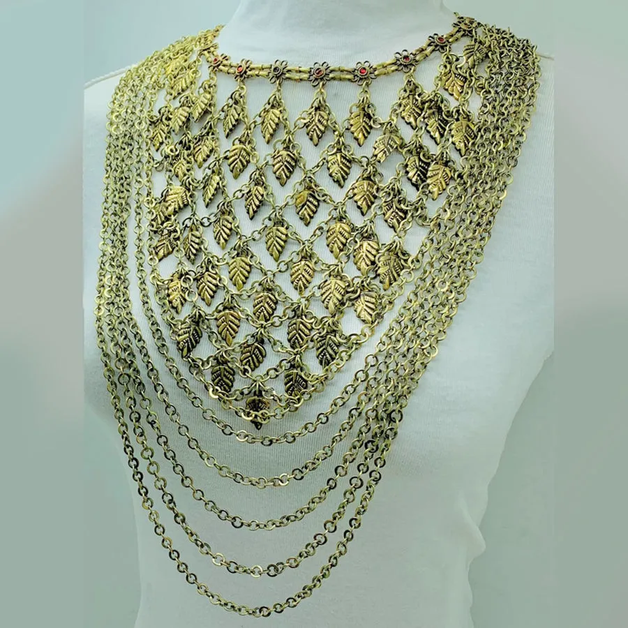 Vintage Oversized Multi Strands Bib Necklace