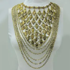 Vintage Oversized Multi Strands Bib Necklace