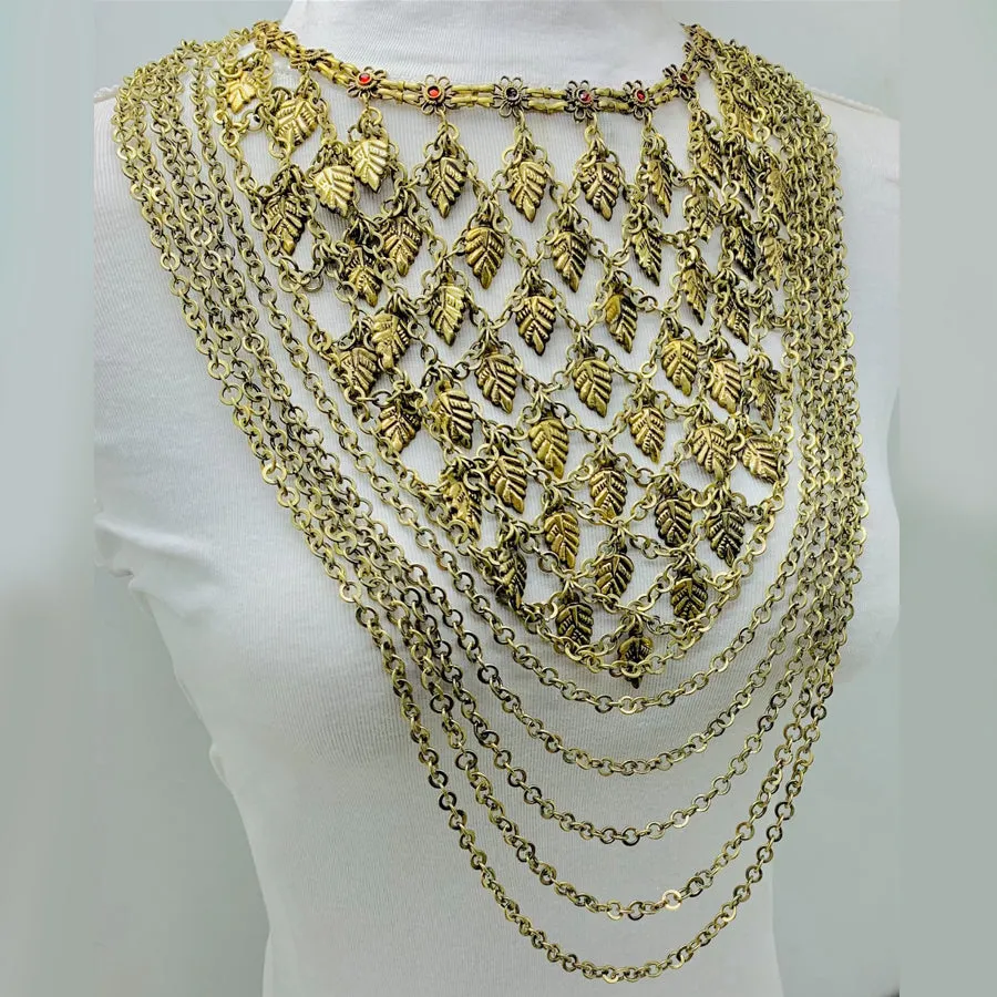 Vintage Oversized Multi Strands Bib Necklace