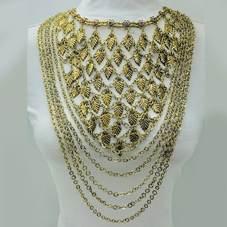 Vintage Oversized Multi Strands Bib Necklace