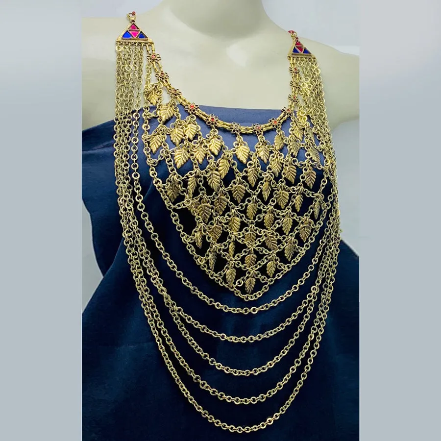 Vintage Oversized Multi Strands Bib Necklace