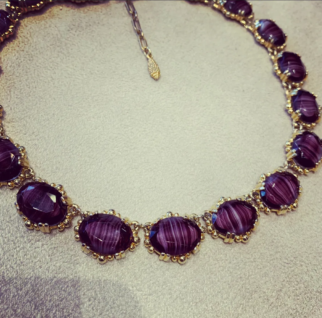 Vintage Purple Necklace by Sphinx Agate Glass