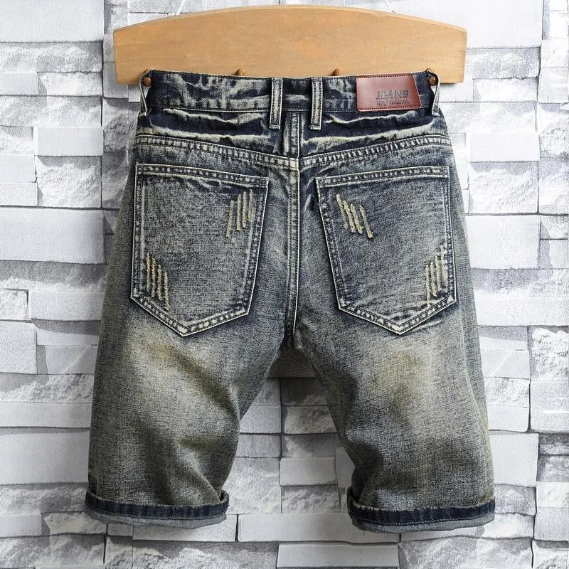 West Louis™ Ripped Patch Streetwear Retro Denim Shorts